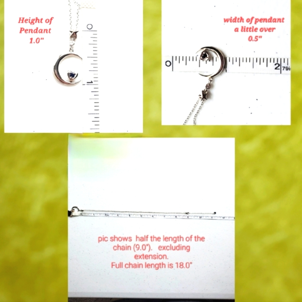D21 NEW S925 Crescent Moon Heart Necklace - Picture 5 of 5